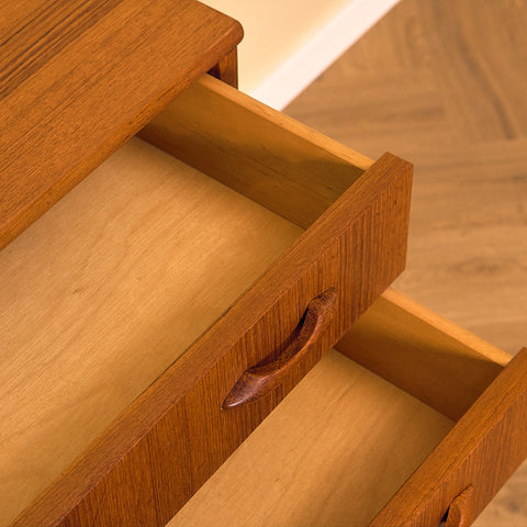 Swedish side table in teak and oak