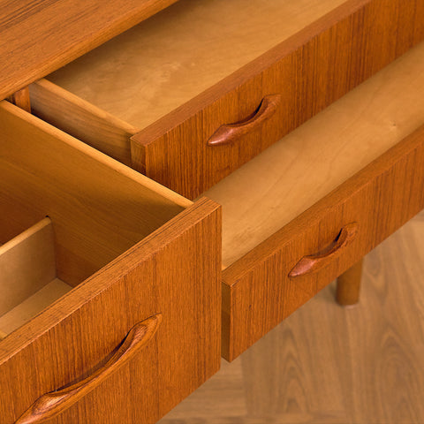 Swedish side table in teak and oak