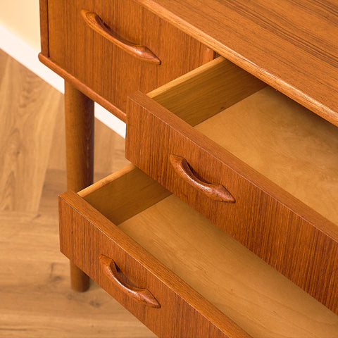 Swedish side table in teak and oak