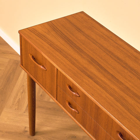 Swedish side table in teak and oak