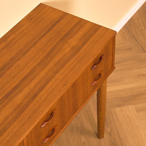 Swedish side table in teak and oak