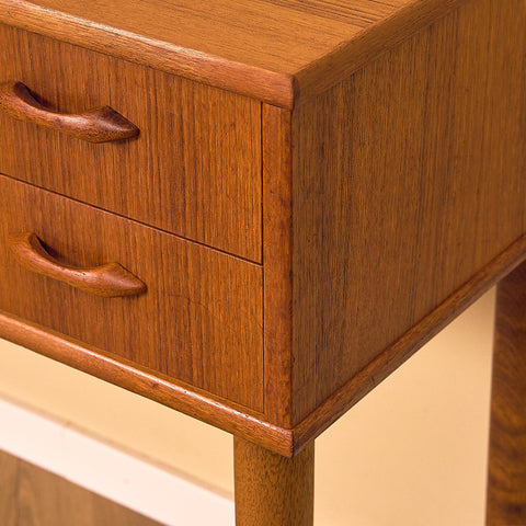 Swedish side table in teak and oak