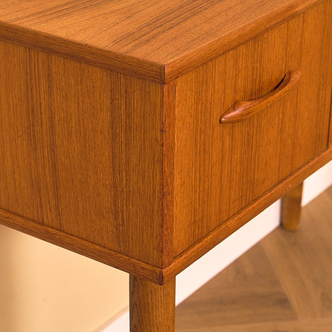 Swedish side table in teak and oak