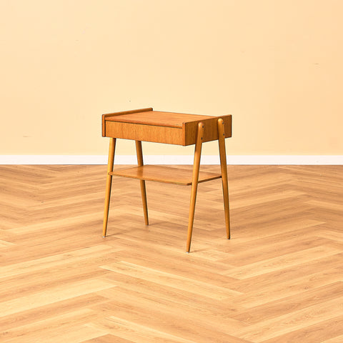 Swedish bedside tables in teak and beech by Carlström & Co Möbelfabrik