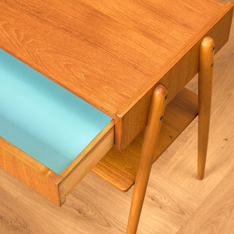 Swedish bedside tables in teak and beech by Carlström & Co Möbelfabrik