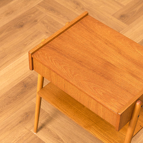 Swedish bedside tables in teak and beech by Carlström & Co Möbelfabrik