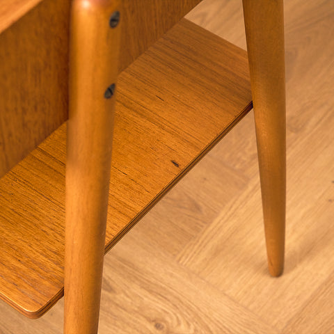 Swedish bedside tables in teak and beech by Carlström & Co Möbelfabrik