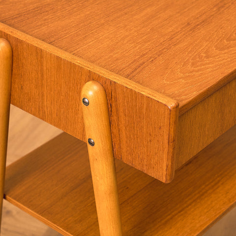 Swedish bedside tables in teak and beech by Carlström & Co Möbelfabrik