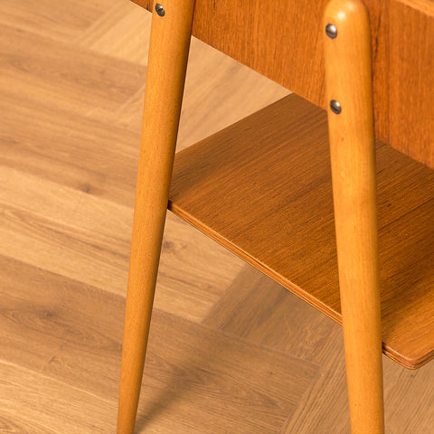Swedish bedside tables in teak and beech by Carlström & Co Möbelfabrik