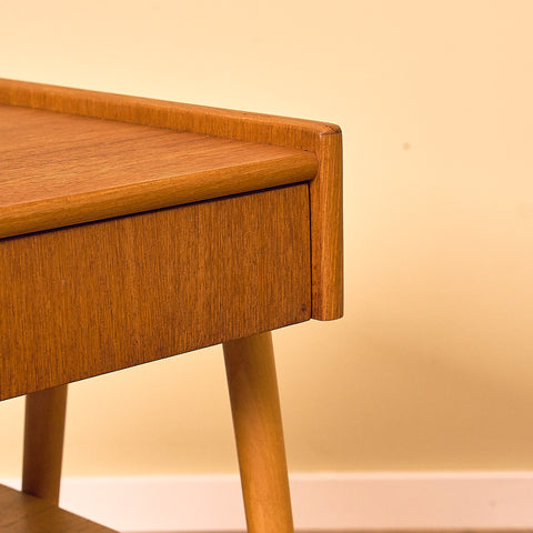 Swedish bedside tables in teak and beech by Carlström & Co Möbelfabrik