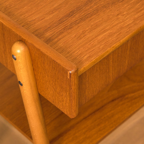 Swedish bedside tables in teak and beech by Carlström & Co Möbelfabrik
