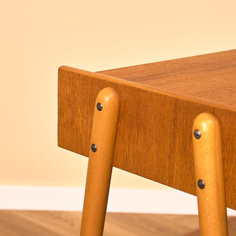 Swedish bedside tables in teak and beech by Carlström & Co Möbelfabrik