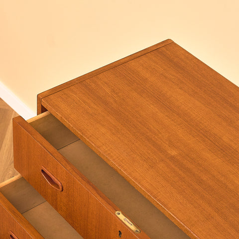 Low Swedish Teak Chest of Drawers
