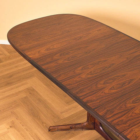 Danish oval dining table in Santos rosewood by Niels Møller for Gudme Møbelfabrik