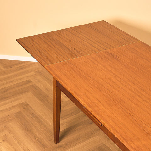 Large Danish Teak Dining Table with Square Tapered Legs