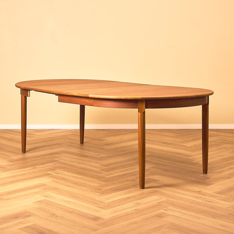 Round Danish Teak Dining Table with Two Leaves