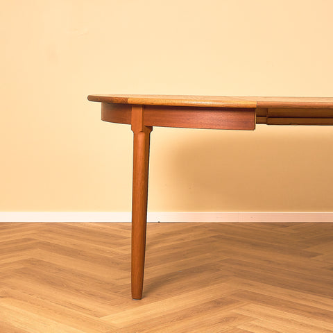 Round Danish Teak Dining Table with Two Leaves