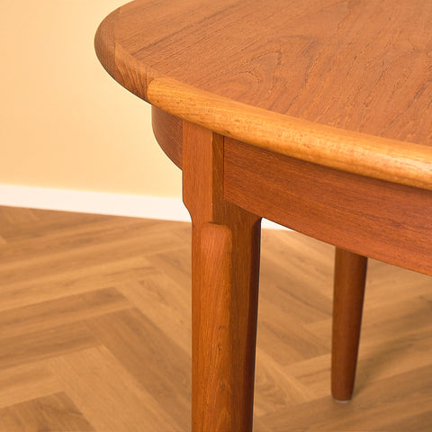 Round Danish Teak Dining Table with Two Leaves