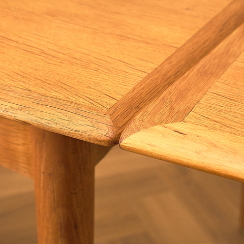 Square Oak Dining Table with Draw Leaves
