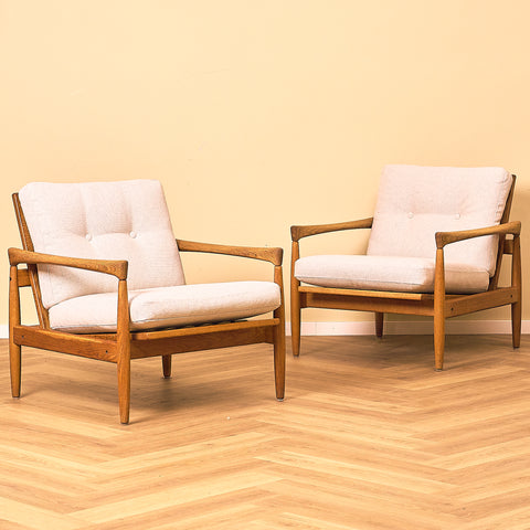 Swedish armchairs "Kolding" in solid oak by Erik Wörtz for IKEA