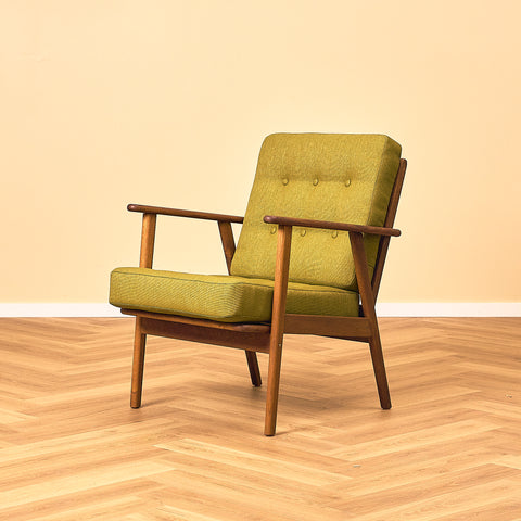 Danish Oak Armchair with Walnut Armrests
