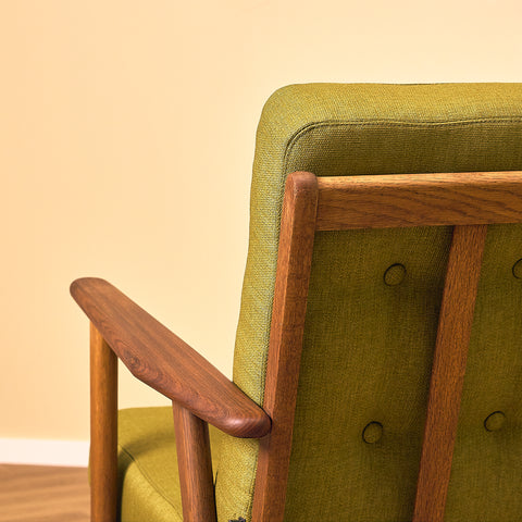 Danish Oak Armchair with Walnut Armrests