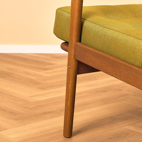 Danish Oak Armchair with Walnut Armrests