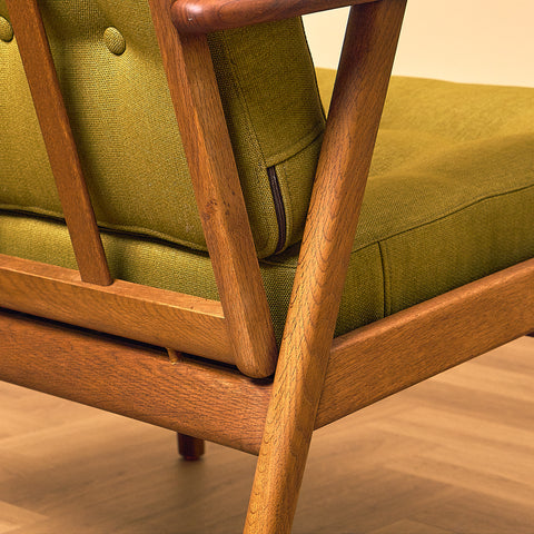 Danish Oak Armchair with Walnut Armrests