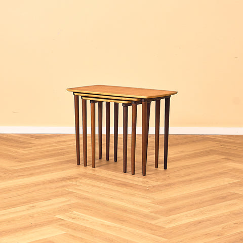 Swedish set of nest of tables in teak and walnut