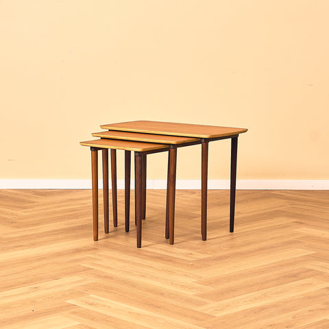 Swedish set of nest of tables in teak and walnut