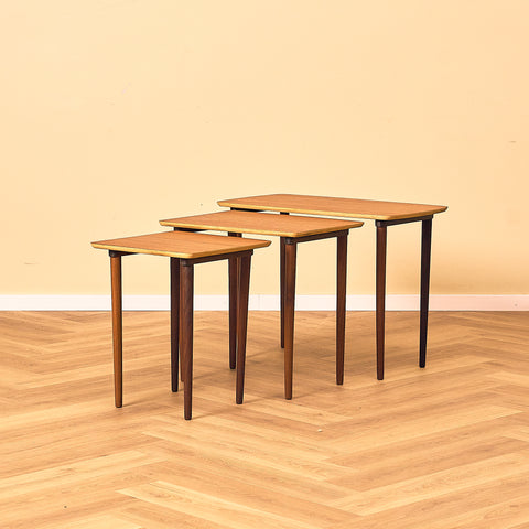 Swedish set of nest of tables in teak and walnut