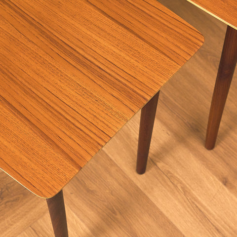 Swedish set of nest of tables in teak and walnut