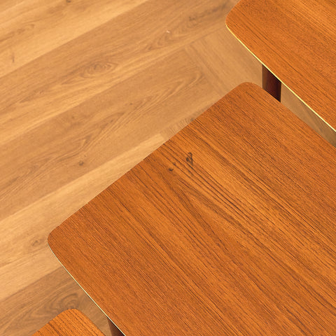 Swedish set of nest of tables in teak and walnut