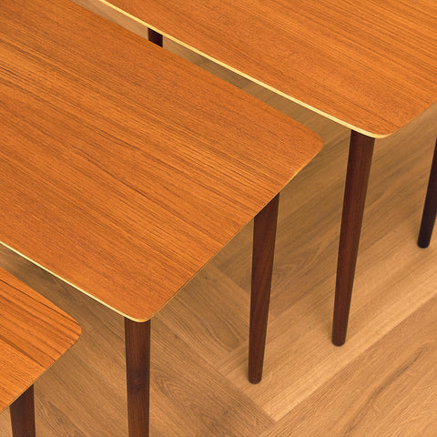 Swedish set of nest of tables in teak and walnut