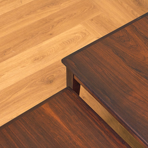 Danish set of nest of tables in Santos rosewood by Kvalitet Form Funktion