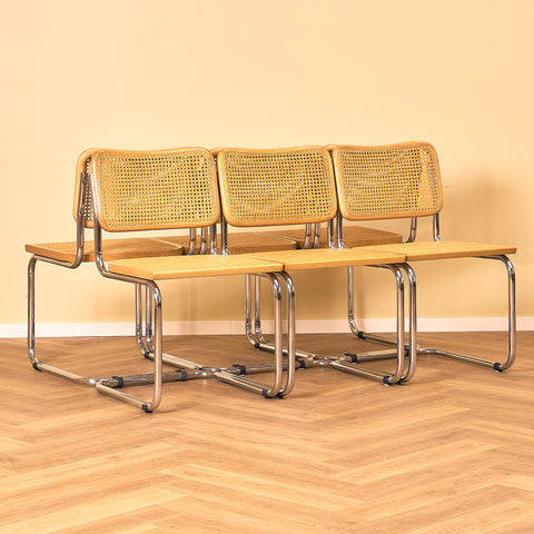Italian set of 6 dining chairs in beech by Marcel Breuer
