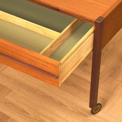 Teak Side Table with Sewing Basket
