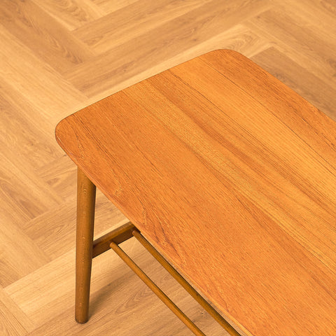 Teak Side Table with Slatted Shelf