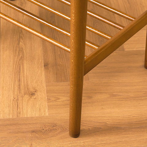 Teak Side Table with Slatted Shelf