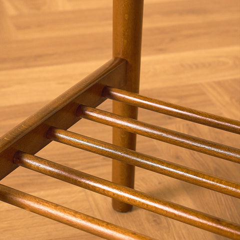 Teak Side Table with Slatted Shelf