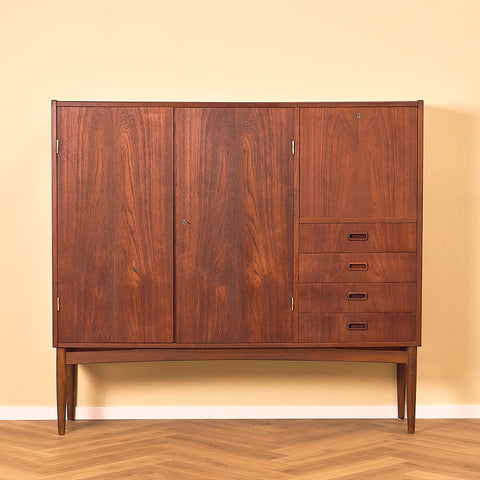 Danish highboard in teak and oak