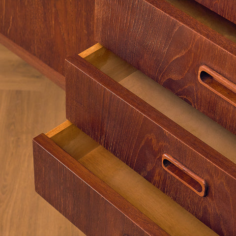 Danish highboard in teak and oak