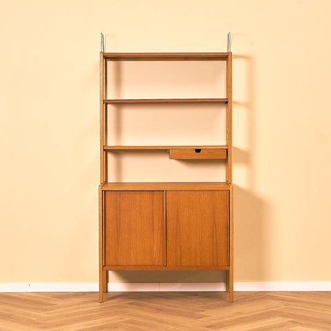 Swedish bookshelf in teak and oak by B. Fridhagen for Bodafors