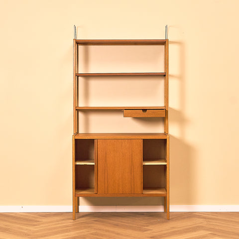 Swedish bookshelf in teak and oak by B. Fridhagen for Bodafors