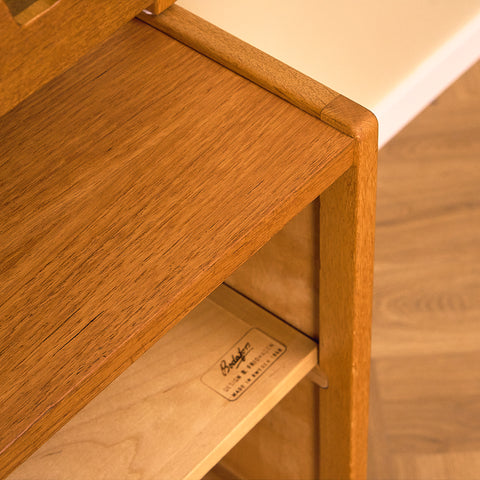 Swedish bookshelf in teak and oak by B. Fridhagen for Bodafors