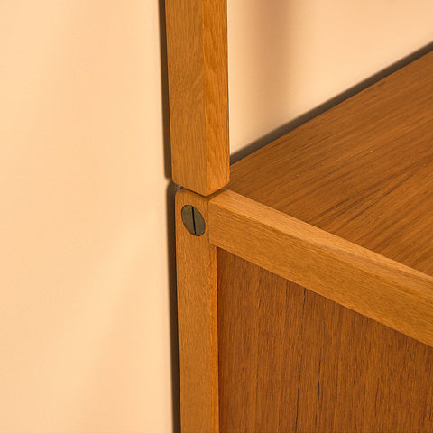 Swedish bookshelf in teak and oak by B. Fridhagen for Bodafors