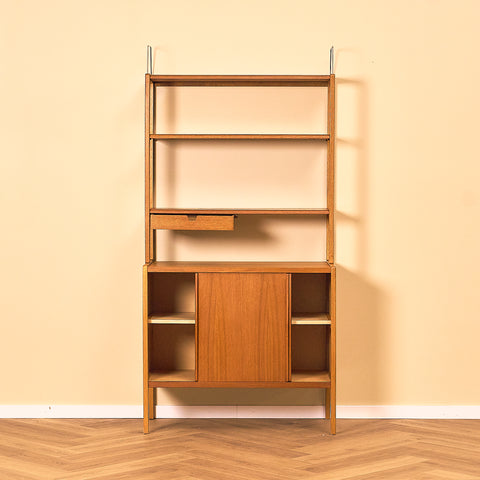Swedish bookshelf in teak and oak by B. Fridhagen for Bodafors