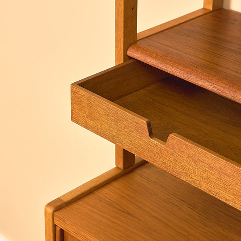 Swedish bookshelf in teak and oak by B. Fridhagen for Bodafors