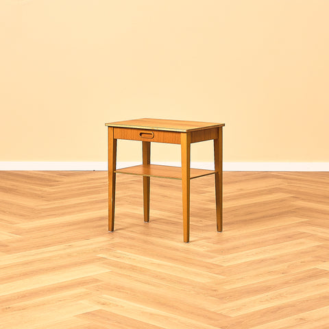 Teak Bedside Table with Carved Pull