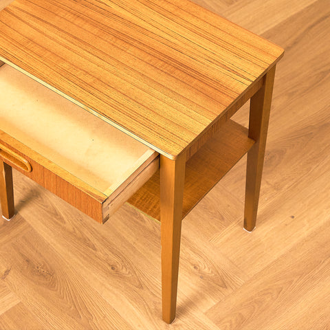 Teak Bedside Table with Carved Pull